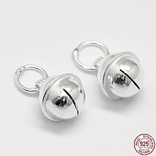 Honeyhandy 925 Sterling Silver Bell Charms, with Brass, Silver, 8x7mm, Hole: 3.5mm