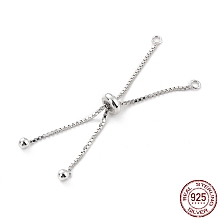 Honeyhandy 925 Sterling Silver Box Chain with Stop Beads and Loops, Slider Bracelet Making, for Bracelet Making, Silver, 106mm, Hole: 1.8mm