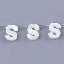 Honeyhandy Sea Shell Beads, Top Drilled Beads, Letter, Letter.S, 10x7x3mm, Hole: 0.8mm