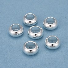 Honeyhandy 304 Stainless Steel Beads, Rondelle, Large Hole Beads, Silver, 10x5mm, Hole: 6mm