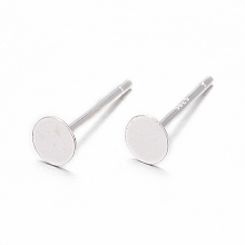 Honeyhandy 925 Sterling Silver Stud Earring Findings, Carved 925, Silver, 11.3x4mm, Pin: 0.8mm