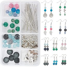 SUNNYCLUE 1 Box DIY 10 Pairs Agate Beads Earring Making Kits Leaf Heart Branch Charms Pendants Connectors & Earring Hooks for Women Earring Jewelry Making, Instructtion