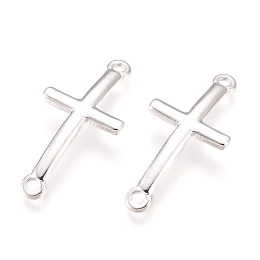 Honeyhandy 304 Stainless Steel Links connectors, Cross, Silver, 30x14x2mm, Hole: 2mm