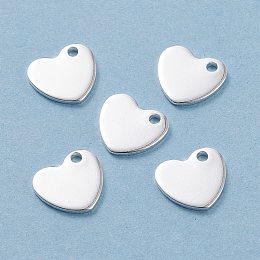 Honeyhandy 201 Stainless Steel Stamping Blank Tag Pendants, Heart, Silver, 9.5x10.5x1.5mm, Hole: 1.9mm