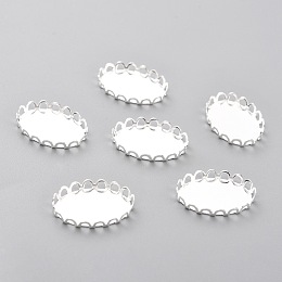 Honeyhandy 304 Stainless Steel Cabochon Settings, Lace Edge Bezel Cups, Oval, Silver, 19x14x3mm Tray: 18mmx13mm