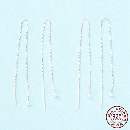 Honeyhandy 925 Sterling Silver Ear Thread, Ball Drop Long Chain Tassel Dangle Stud Earrings for Women, Silver, 100mm, Pin: 0.7mm