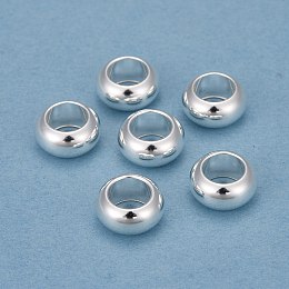 Honeyhandy 304 Stainless Steel Beads, Rondelle, Large Hole Beads, Silver, 10x5mm, Hole: 6mm