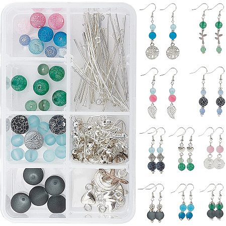 SUNNYCLUE 1 Box DIY 10 Pairs Agate Beads Earring Making Kits Leaf Heart Branch Charms Pendants Connectors & Earring Hooks for Women Earring Jewelry Making, Instructtion