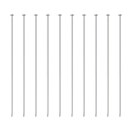 BENECREAT 20PCS Sterling Silver Flat Head Pins 24 Gauge Satin Pins for DIY Jewelry Making Findings - 40mm (1.6