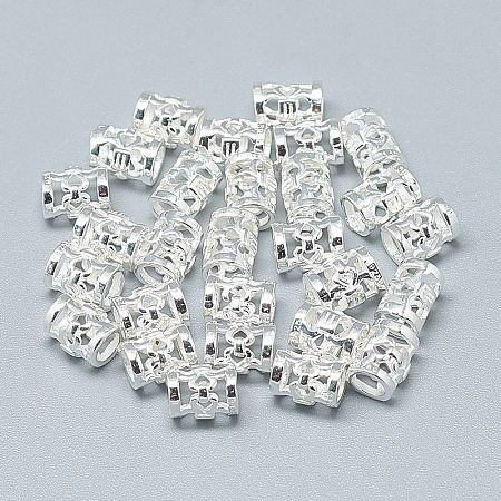 Honeyhandy 925 Sterling Silver Beads, Carved 925, Column, Silver, 6.5x5mm, Hole: 3mm