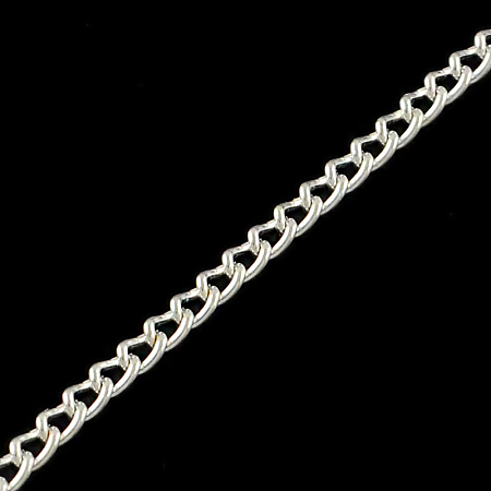 Honeyhandy Unwelded Iron Curb Chains, Silver Color Plated,2.5x1.6x0.45mm