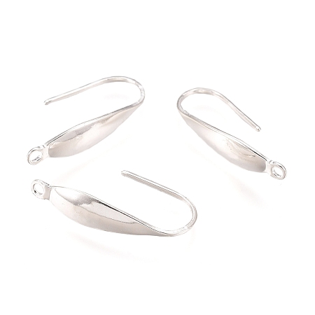 Honeyhandy 316 Surgical Stainless Steel Earring Hooks, Ear Wire, with Vertical Loop, Silver, 20x4.5x1mm, Hole: 1.2mm, pin: 0.8mm