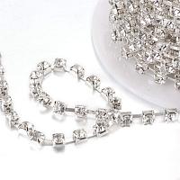 NBEADS 1 Roll 4mm Clear Rhinestone Diamante Crystal Chain 10 Yard Length Wedding Supplies DIY Sewing Craft Jewelry Making Party Decorations