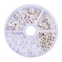 PandaHall Elite 5 Style Silver Brass and Plastic Earnut Earring Studs Sets in One Box for Jewelry Making, about 250pcs/box