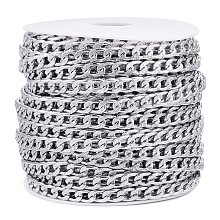 Honeyhandy Aluminium Textured Cuban Link Chains, Unwelded, with Spool, Silver, 11.5x7x2mm, about 82.02 Feet(25m)/Roll