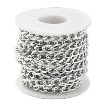 ARRICRAFT Aluminium Twisted Curb Chains, Unwelded, with Spool, Silver, 10x6.5x1.8mm, about 16.4 Feet(5m)/roll