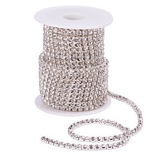 BENECREAT 10 Yard 4mm Crystal Rhinestone Close Chain Clear Trimming Claw Chain Sewing Craft About 1965pcs Rhinestones - Crystal (Silver Bottom)