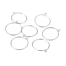 NBEADS 1000Pcs Brass Wine Glass Charm Rings Hoop Earrings, Plated in Silver Color, Size: About 20mm in Diameter