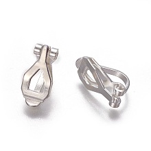 Honeyhandy Brass Clip-on Earring Findings, Silver Color Plated, 12.5x6x8.5mm