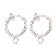 Honeyhandy Brass Clip-on Hoop Earring Findings, for Non-pierced Ears, Cadmium Free & Lead Free, Silver, 15.5x11x1.5~4.5mm, Hole: 1.8mm