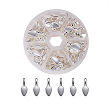 PandaHall Elite Size 21x8x6mm Silver Leaf Shape Tibetan Style Glue-on Flat Pad Bails for Craft Pendants