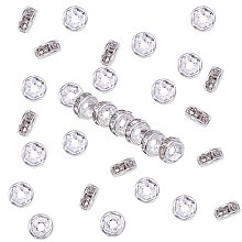 NBEADS 200pcs 5mm Silver Rhinestone Beads Crystal Straight Flange Metal Spacer Beads for Jewelry Making