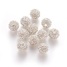 Honeyhandy Alloy Rhinestone Beads, Grade A, Round, Silver Color Plated, Crystal, 10mm, Hole: 2mm