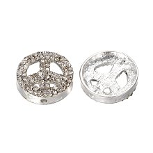 NBEADS 5 Pcs Silver Peace Sign Alloy Crystal Rhinestone Beads Loose Beads Spacer Beads for DIY Jewelry Making Findings