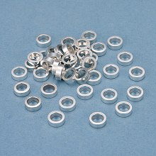 Honeyhandy 304 Stainless Steel Spacer Beads, Flat Round, Silver, 6x2mm, Hole: 4mm