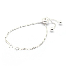 Honeyhandy Sterling Silver Chain Bracelet Making, Slider Bracelets Making, Silver, 4-3/4 inch(12cm), 0.7mm, Hole: 2mm