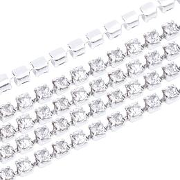 NBEADS 1 Bundle 10 Yards Silver Plated Crystal Rhinestone Diamante Chain DIY Arts Crafts Accessories Beads 2.3~2.4mm