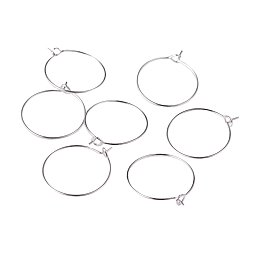 NBEADS 1000Pcs Brass Wine Glass Charm Rings Hoop Earrings, Plated in Silver Color, Size: About 20mm in Diameter