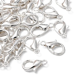 Honeyhandy Zinc Alloy Lobster Claw Clasps, Parrot Trigger Clasps, Cadmium Free & Lead Free, Jewelry Making Findings, Silver, 12x6mm, Hole: 1.2mm