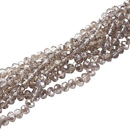 NBEADS 10 Strands Electroplate Glass Beads, Half Pearl Luster Plated, Faceted, Abacus, LightGrey, 6x4mm, Hole: 1mm; about 100pcs/strand, 15.7"