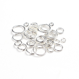 Honeyhandy Brass Jump Rings, Open Jump Rings, Silver Color Plated, 4~10x0.8~1mm, Inner Diameter: 2.4~8mm