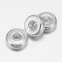 Honeyhandy Flat Round Brass Spacer Beads, Silver Color Plated, 5x2mm, Hole: 2mm