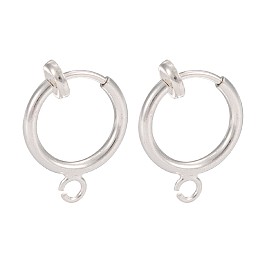 Honeyhandy Brass Clip-on Hoop Earring Findings, for Non-pierced Ears, Cadmium Free & Lead Free, Silver, 15.5x11x1.5~4.5mm, Hole: 1.8mm