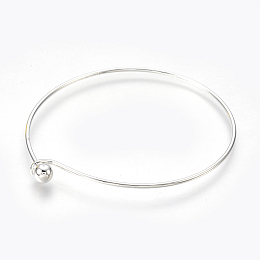 Honeyhandy Brass Bangle Making, End with Removable Round Beads, Silver Color Plated, 2-3/8 inch(6.1cm)x2-5/8 inch(6.7cm)