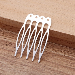 Honeyhandy Iron Hair Comb Findings, with Loops, Silver, 40x27x0.8mm