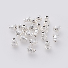 Honeyhandy 304 Stainless Steel Ear Nuts, Earring Backs, Silver, 6x5mm, Hole: 1.2mm, Fit For 0.7~0.9mm Pin