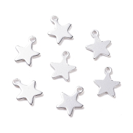 Honeyhandy 304 Stainless Steel Charms, Star, Silver, 10x8x0.8mm, Hole: 1.2mm