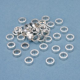 Honeyhandy 304 Stainless Steel Spacer Beads, Flat Round, Silver, 6x2mm, Hole: 4mm