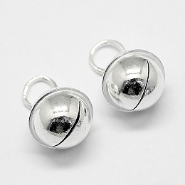 Honeyhandy 925 Sterling Silver Bell Charms, with Brass, Silver, 12x10.5mm, Hole: 4.5mm