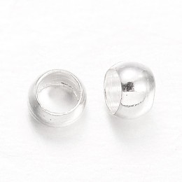 Honeyhandy Rondelle Brass Crimp Beads, Silver Color Plated, 3x2mm, Hole: 1.5mm, about 520pcs/20g