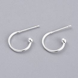 Honeyhandy 304 Stainless Steel Earring Hooks, Silver, 12.5x18.5x2.5mm, Pin: 0.8mm