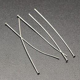 Honeyhandy Sterling Silver Flat Head Pins, Silver, 38~40x1.5x0.5mm, Head: 1.5mm