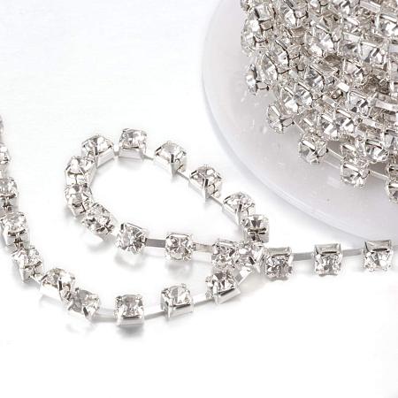 NBEADS 1 Roll of 10 Yards 2mm Crystal Beads Chain Rhinestone Chain Trimming Crystal Beads String Roll for DIY Arts and Crafts Accessories