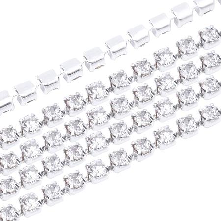 NBEADS 1 Bundle 10 Yards Silver Plated Crystal Rhinestone Diamante Chain DIY Arts Crafts Accessories Beads 2.3~2.4mm