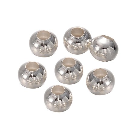 NBEADS 2000Pcs Iron Spacer Beads, Round, Silver, 8mm, Hole: 3~3.2mm