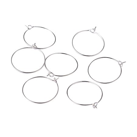 NBEADS 1000Pcs Brass Wine Glass Charm Rings Hoop Earrings, Plated in Silver Color, Size: About 20mm in Diameter